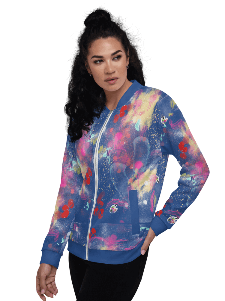 SplatterWear #7 Unisex Bomber Zip Jacket/True Blue product image (3)