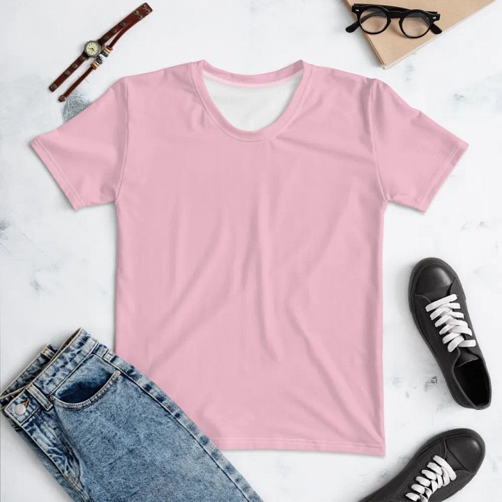 Plain Light Pink Soft Summer Women's Crewneck Polyester Heavyweight Premium T-Shirt by Treasure Pie product image (1)