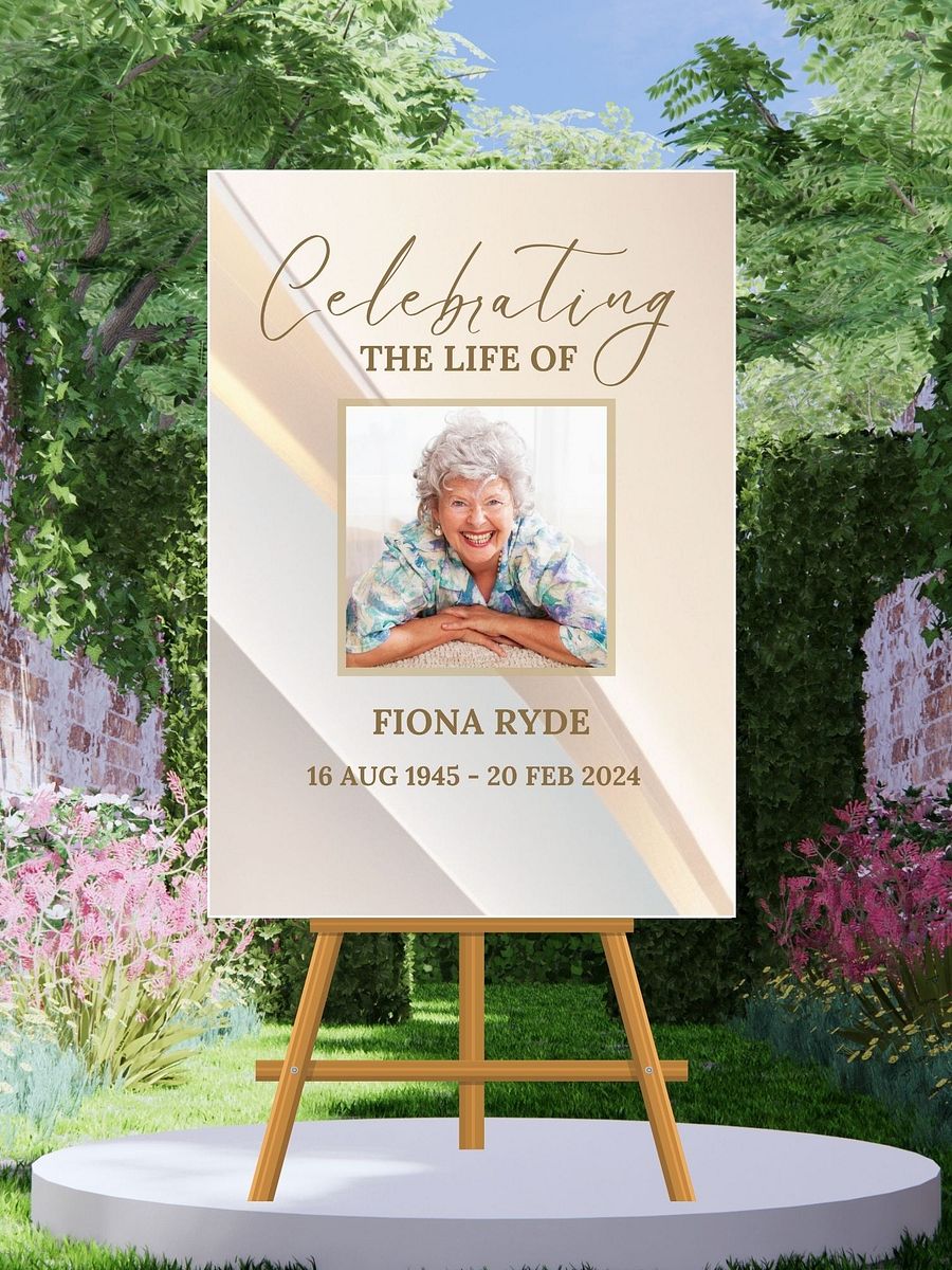 Light Golden Tones Funeral Photo Collage Sign Set Canva Template product image (3)