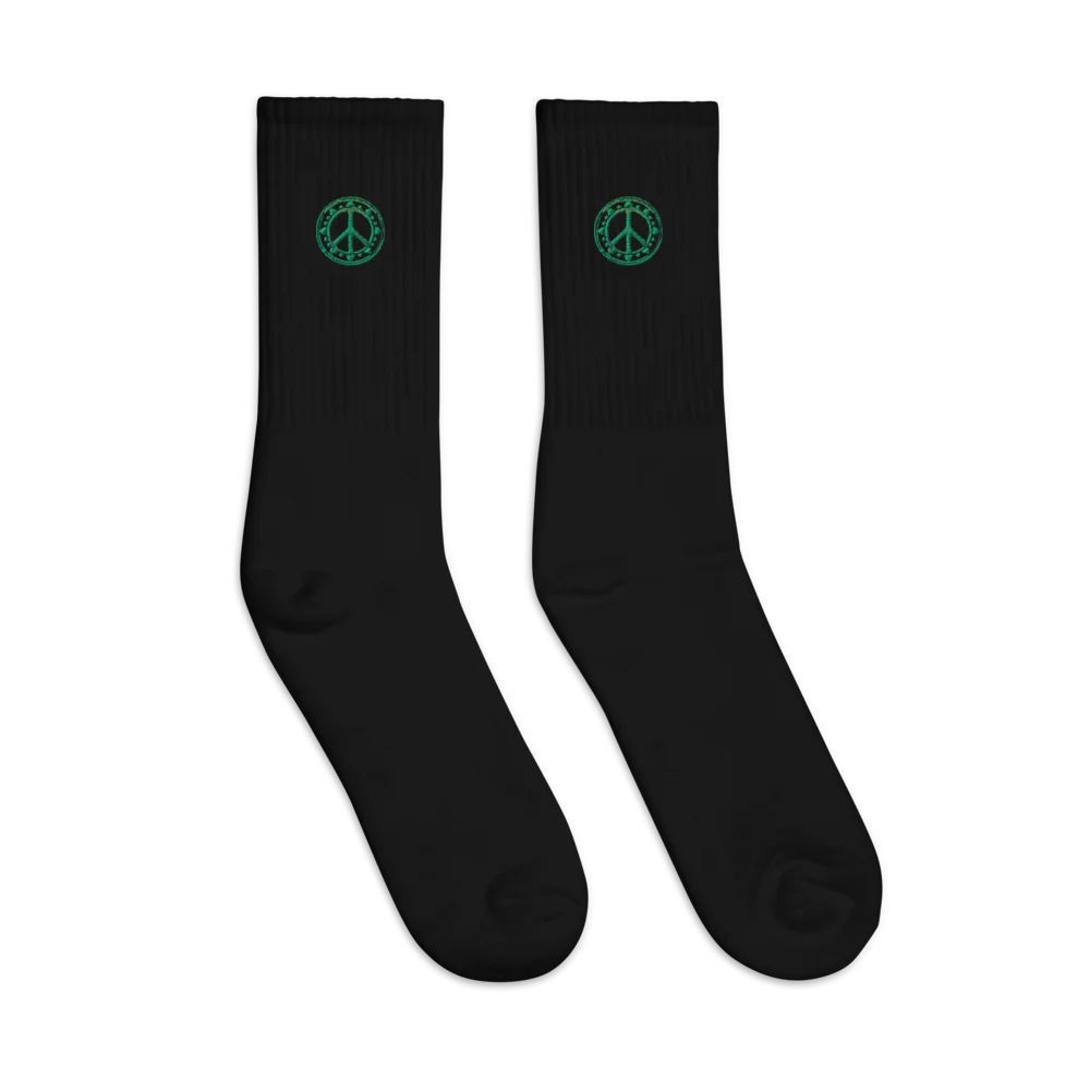 Sunburst Peace Symbol Embroidered Socks product image (3)