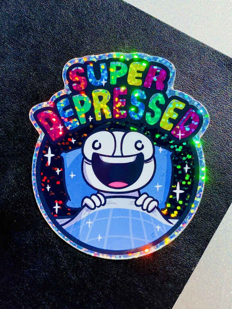 Super Depressed Glitter Sticker product image (1)