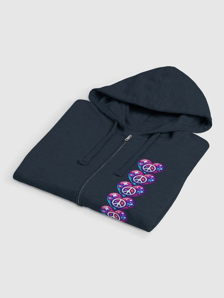 Galaxy Peace-Heart Zip Hoodie with Large Back Image of Chibi Tori product image (3)