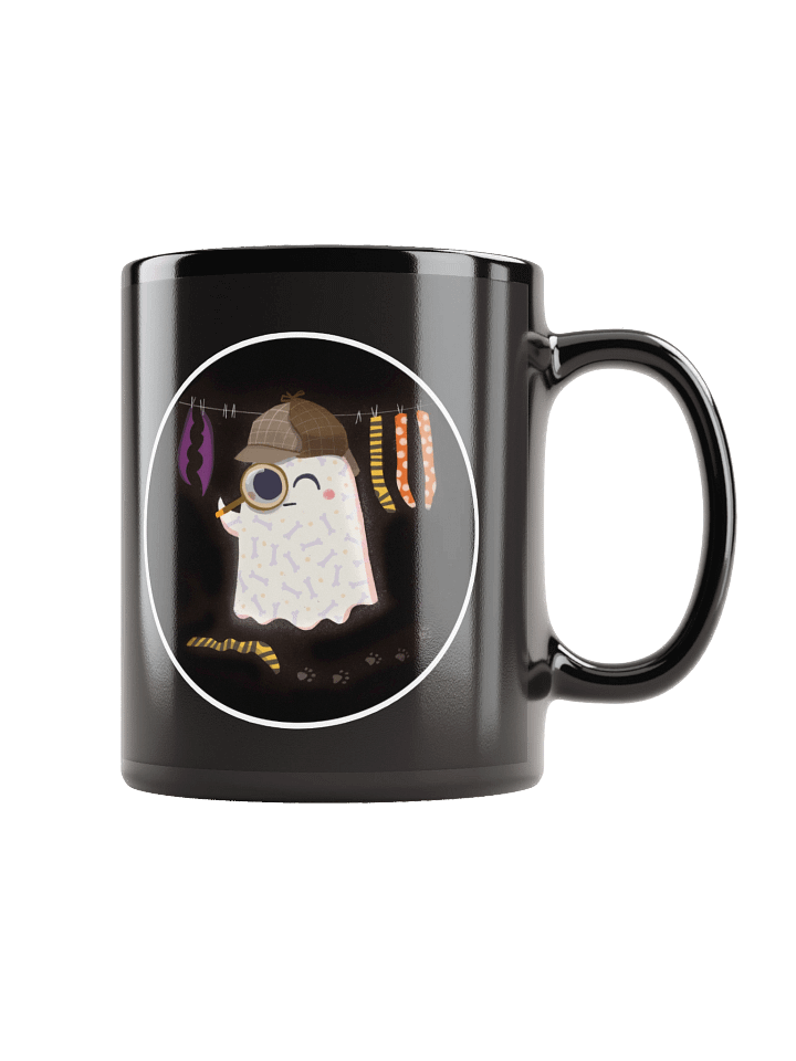 Little Ghost Sherlock Bones - Black Ceramic Mug product image (1)