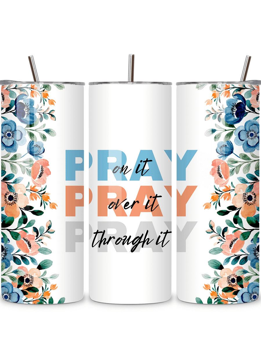 Pray On It, Prayer 20oz Skinny Tumbler with Metal Straw – Inspirational Floral Design – Double-Walled Insulated Stainless Steel Tumbler for Hot & Cold Drinks, Gift for People of Faith product image (1)