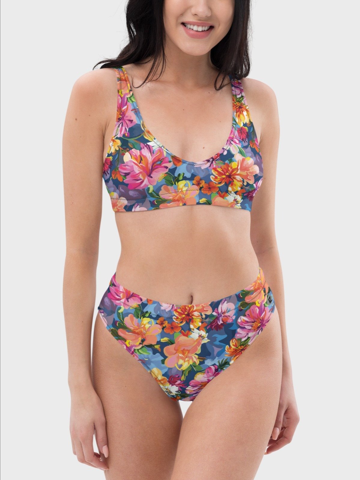 High-Waisted Bikini Bottom "Bold Abstract Florals" product image (4)