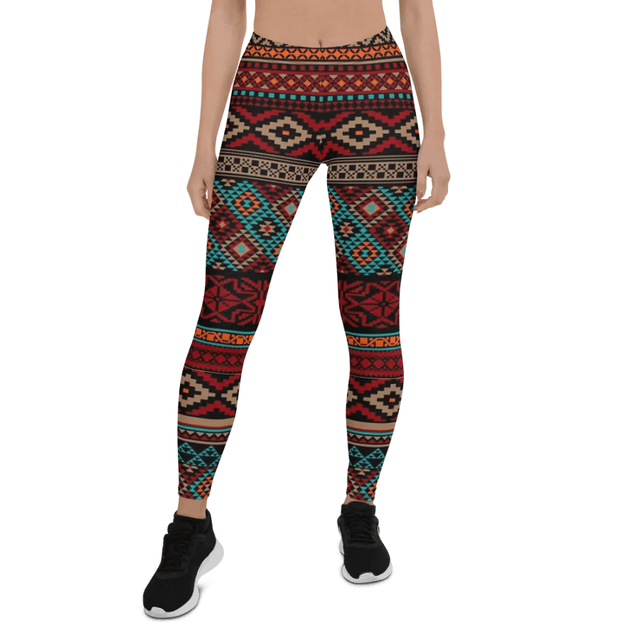 Boho Chic Aztec Print Leggings: Vibrant Southwestern-Inspired Women's Activewear product image (1)