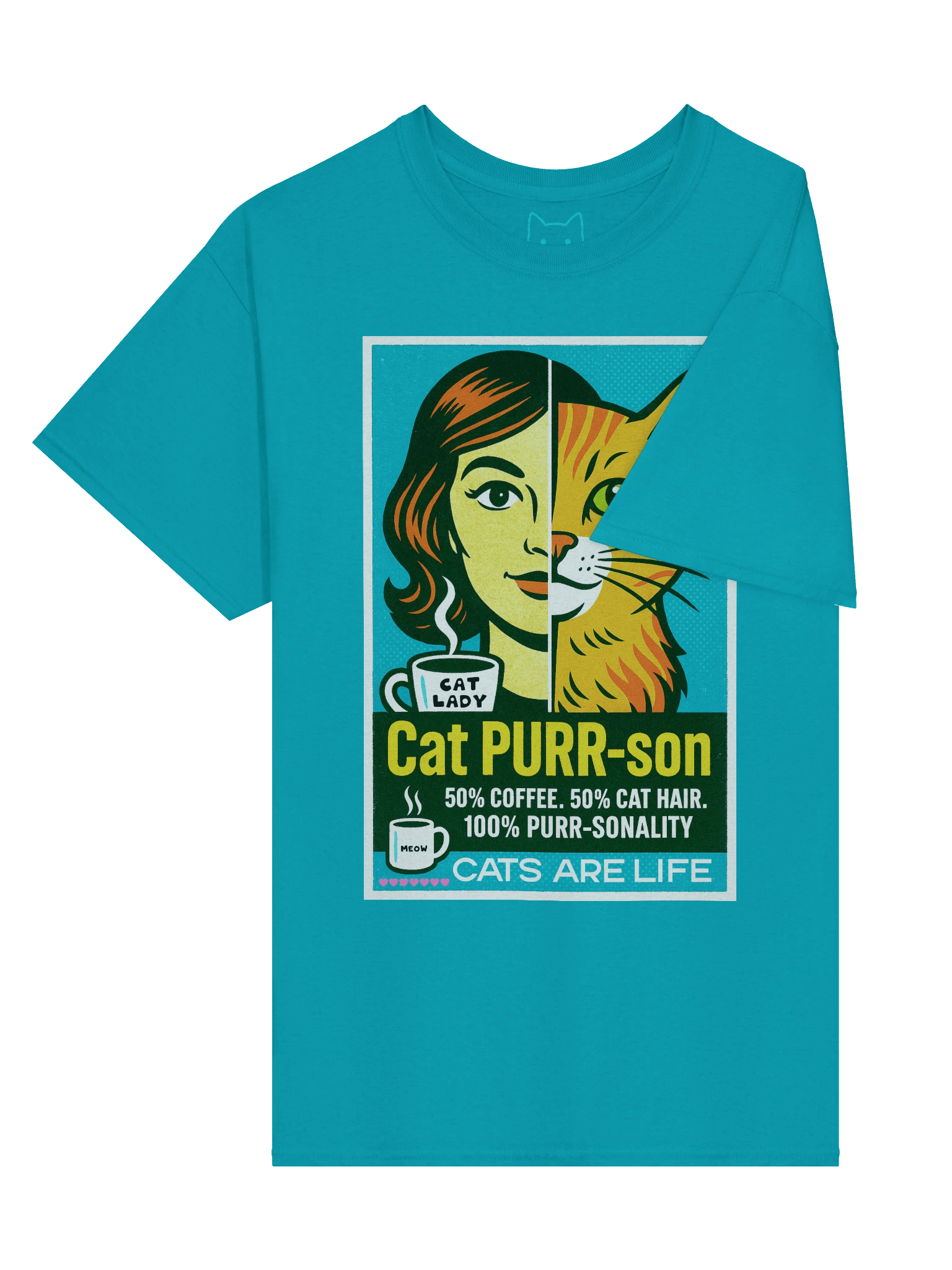 Cat Purr-son 50% Cat Hair 1950's Retro Boxy Fit Unisex T-Shirt product image (63)