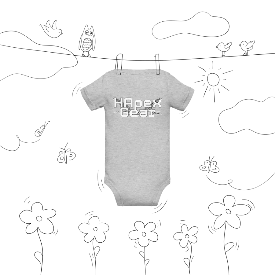 Baby Short Sleeve One Piece - Embroidered - White HApex Gear Black Logo product image (11)