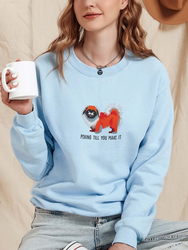 Peking Till You Make It Sweatshirt (Embroidered) of a Pekingese(Black Mask) product image (2)