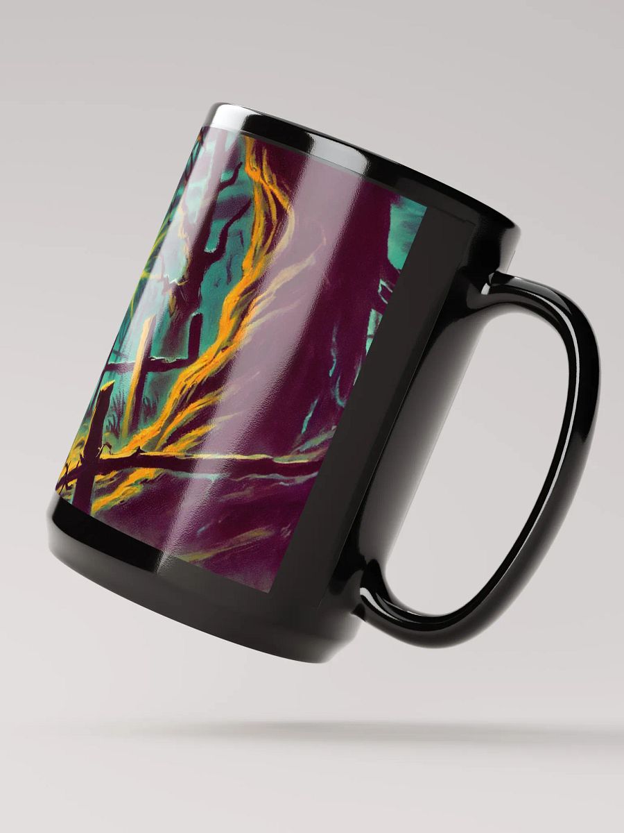 Witch in the Woods at Night Halloween - Glossy Black Mug 15 oz product image (3)