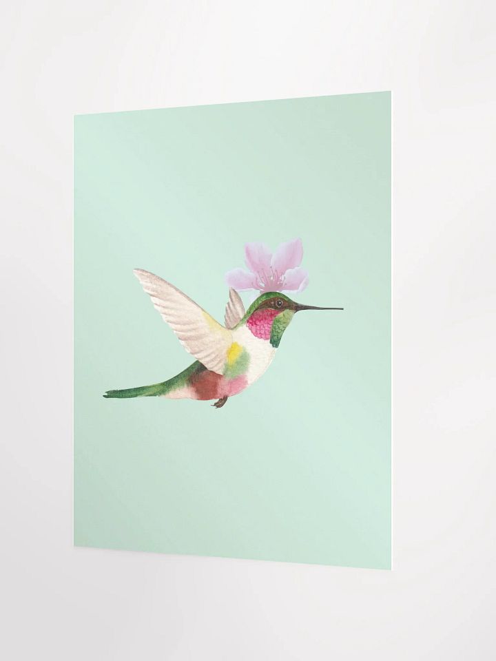 Green Inspo Vibrant watercolor Hummingbird Flight Poster product image (2)