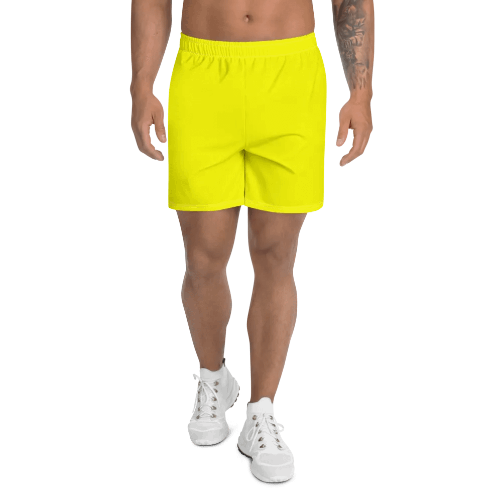 Plain Color Yellow Athletic Long Shorts product image (1)