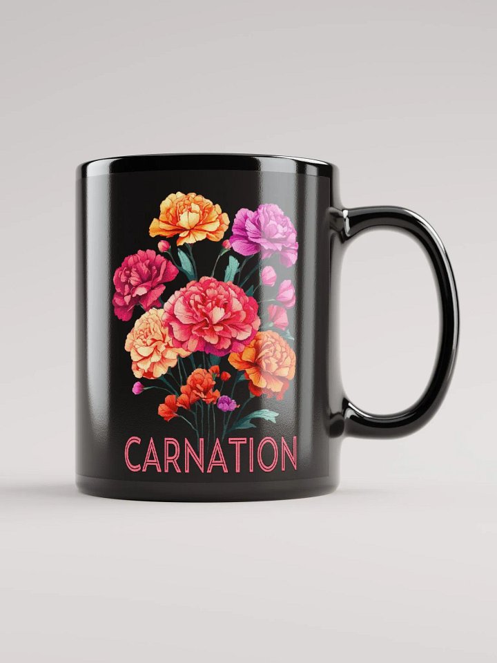 Floral Graphic | Black Coffee Mug | Carnation product image (2)