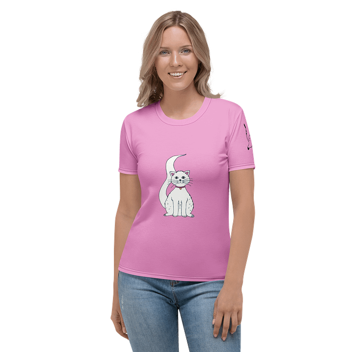 White Cat (art by Dina R.) acrylic painting - Women's Crew Neck T-Shirt product image (1)