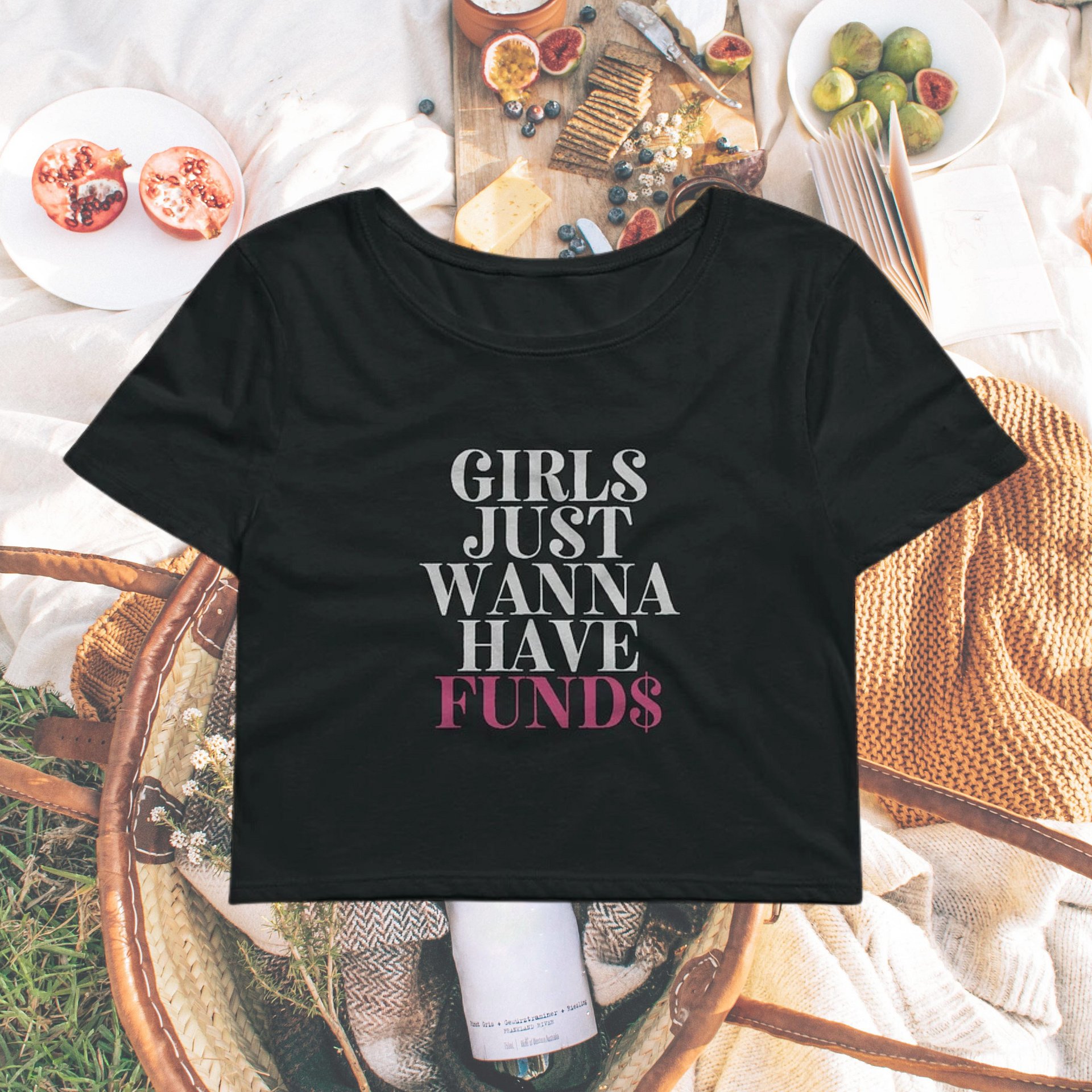 Girls Just Wanna Have Funds Black Baby Tee product image (1)