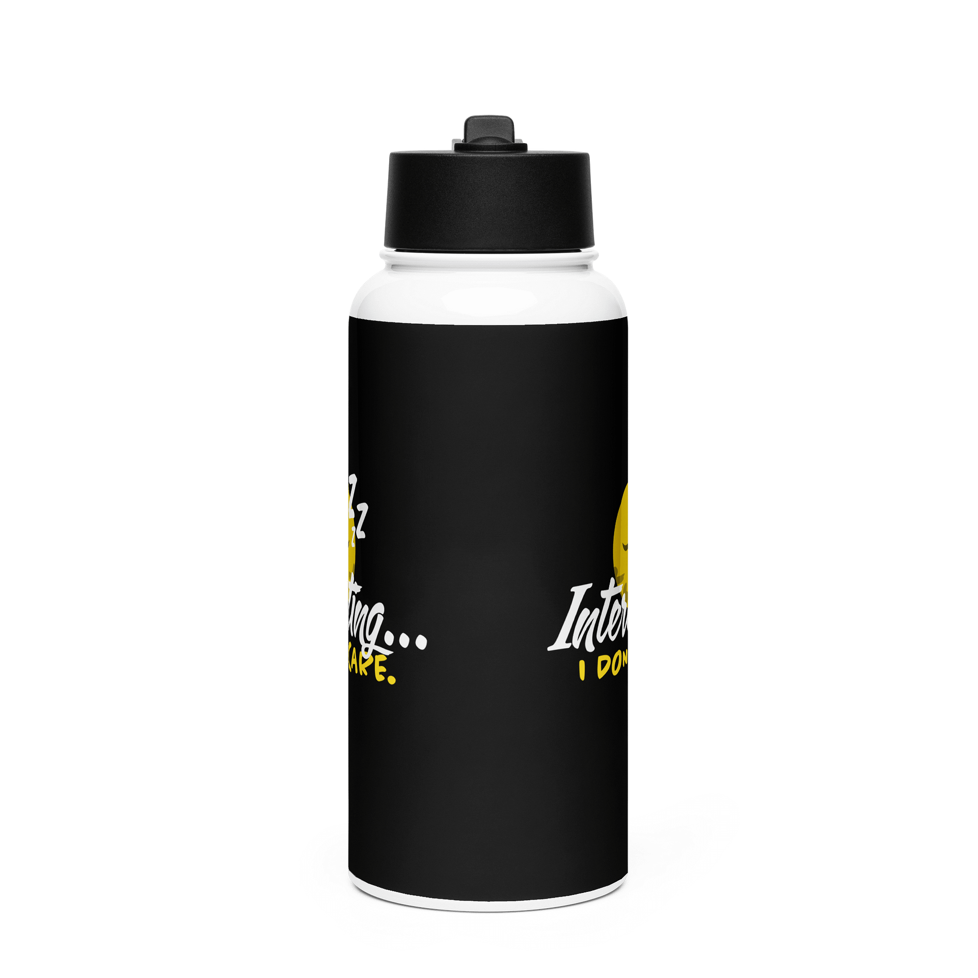"I Don't Care" Stainless Steel Water Bottle (Black) product image (3)