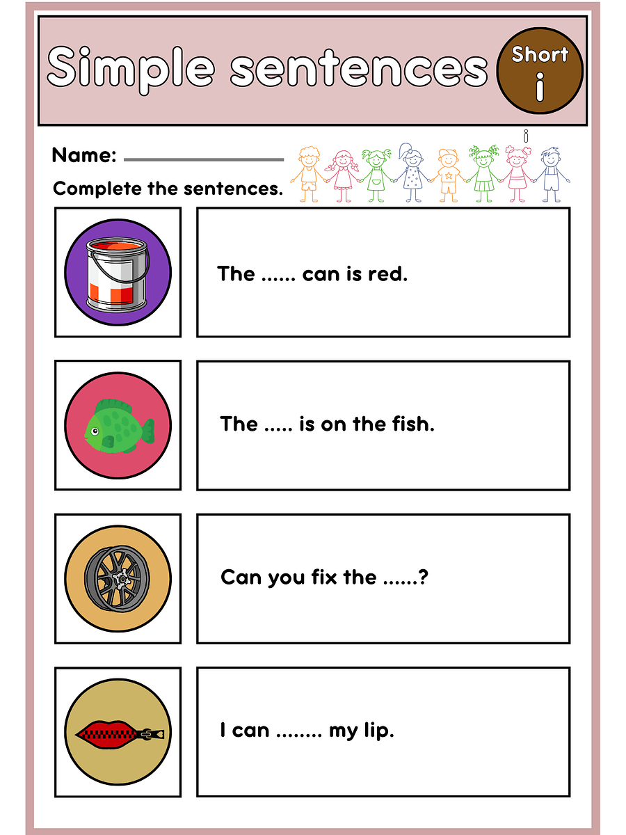 CVC Words Short I – Word & Sentence Completion Worksheets product image (4)