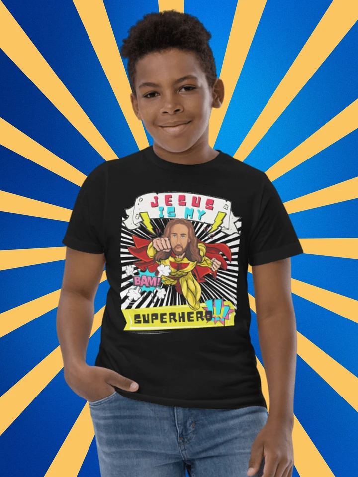 Jesus Is My Superhero- Funny Christian Comic Kids T-Shirt product image (1)