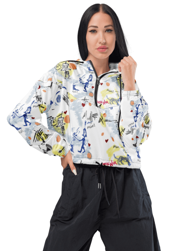 ArtToon #3 Women's Crop Windbreaker/Hello product image (3)
