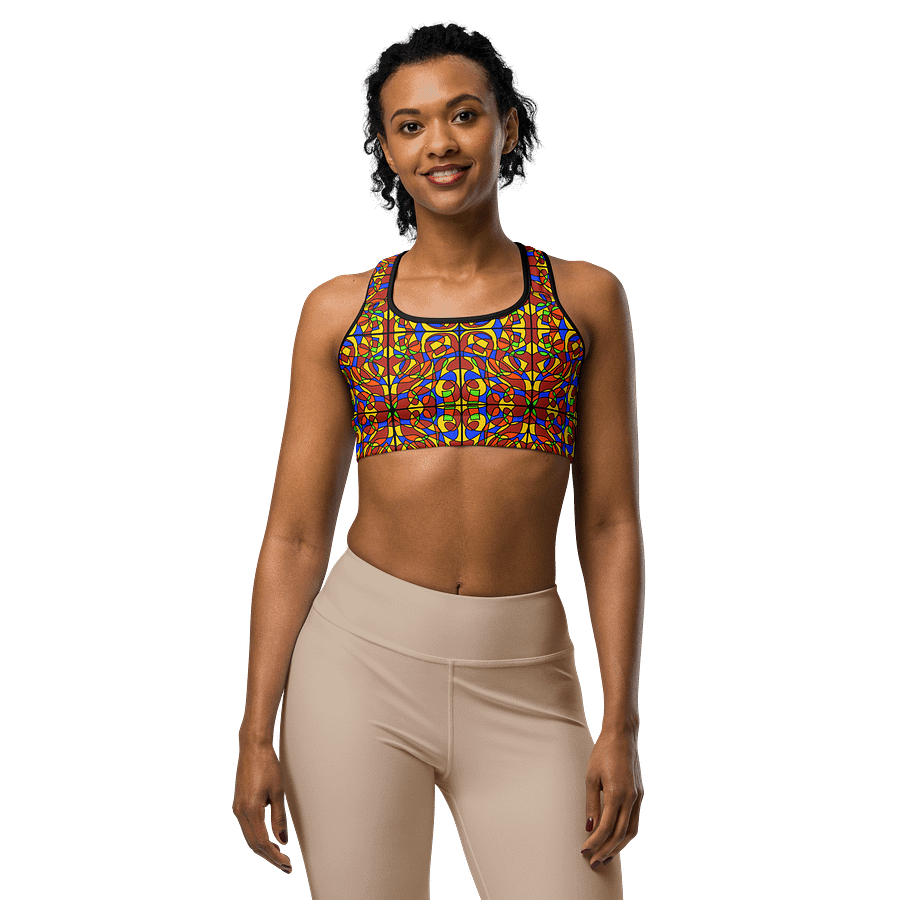 Orange Stained Glass – Vibrant Orange Pattern Basic Sports Bra product image (5)