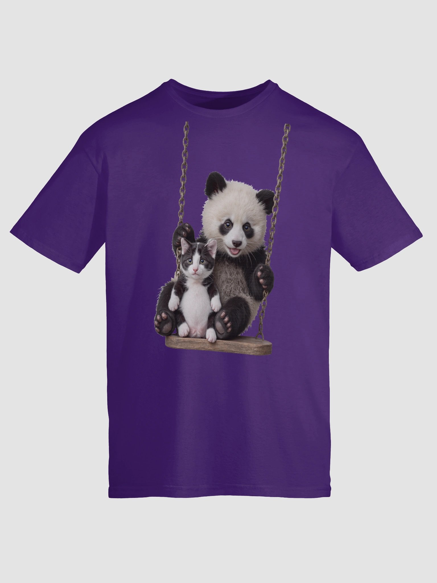 Panda and Kitten Swing Adventure T-Shirt product image (97)