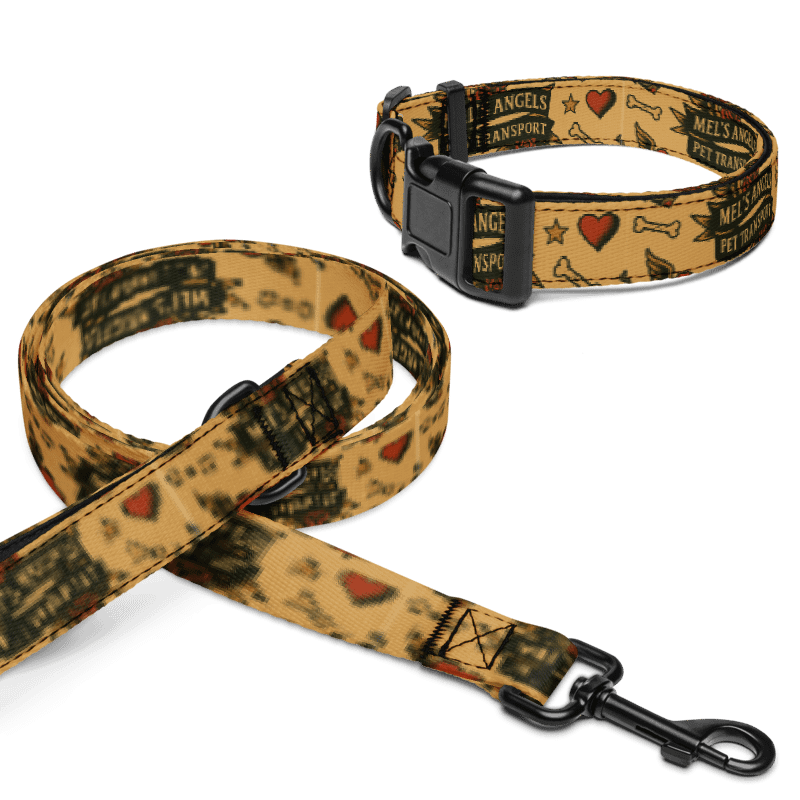 Mels Angels Pet Transport Dog Collar & Leash Set – Vintage Tattoo Flash Biker Style, Adjustable & Durable product image (13)