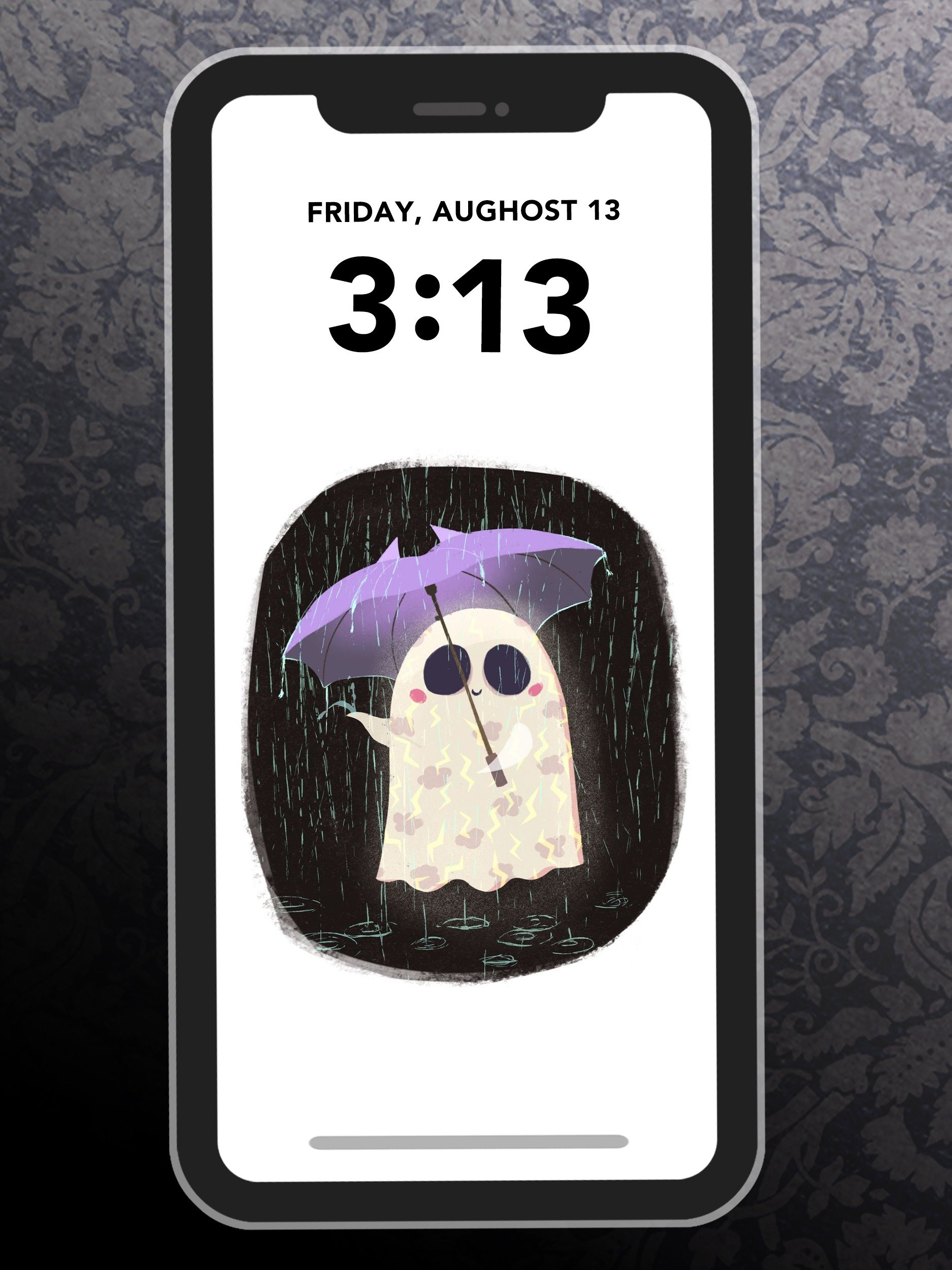 Little Ghost in the Rain - Digital Wallpaper for Mobile Phone product image (1)