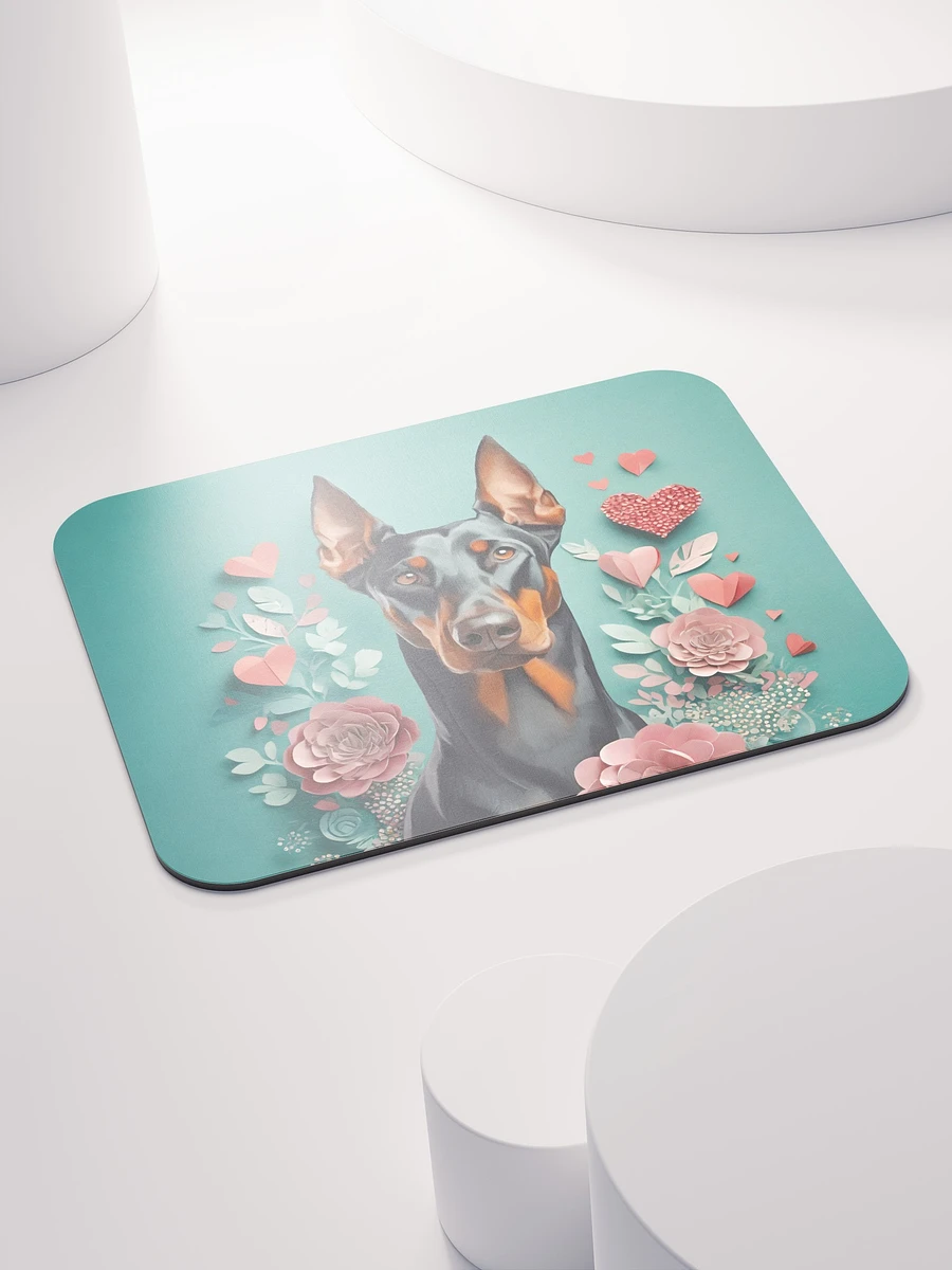 Doberman and paper flowers Mouse Pad product image (6)