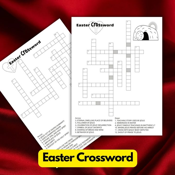 Easter crossword Game | Bible crossword puzzle printable, sunday school crossword puzzle printable product image (2)