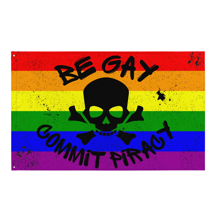Be Gay, Commit Piracy - Printed Pride Flag product image (1)
