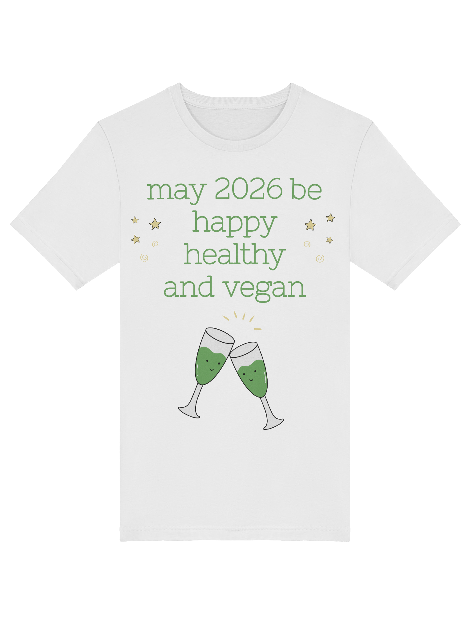 “Happy, Healthy, and Vegan 2026” Unisex White T-Shirt product image (5)