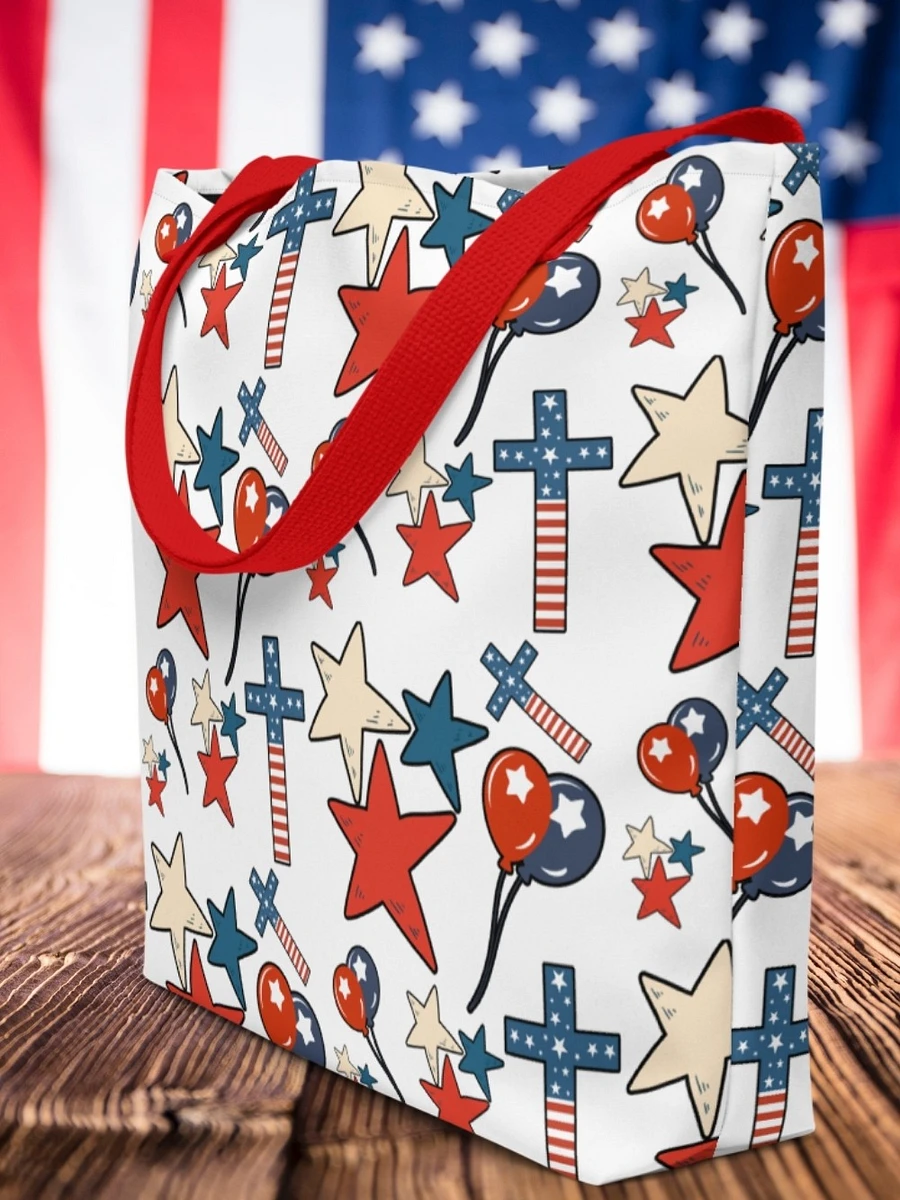 Red, White And Blue Stars And Crosses Tote Bag product image (1)