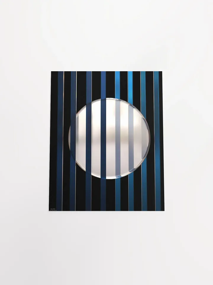 Minimalist 3D Digital Art | Blue Lines White Circle on Black Background product image (1)