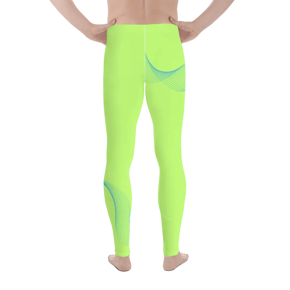 Flowing Blue Wave Men's Leggings_Lime product image (4)