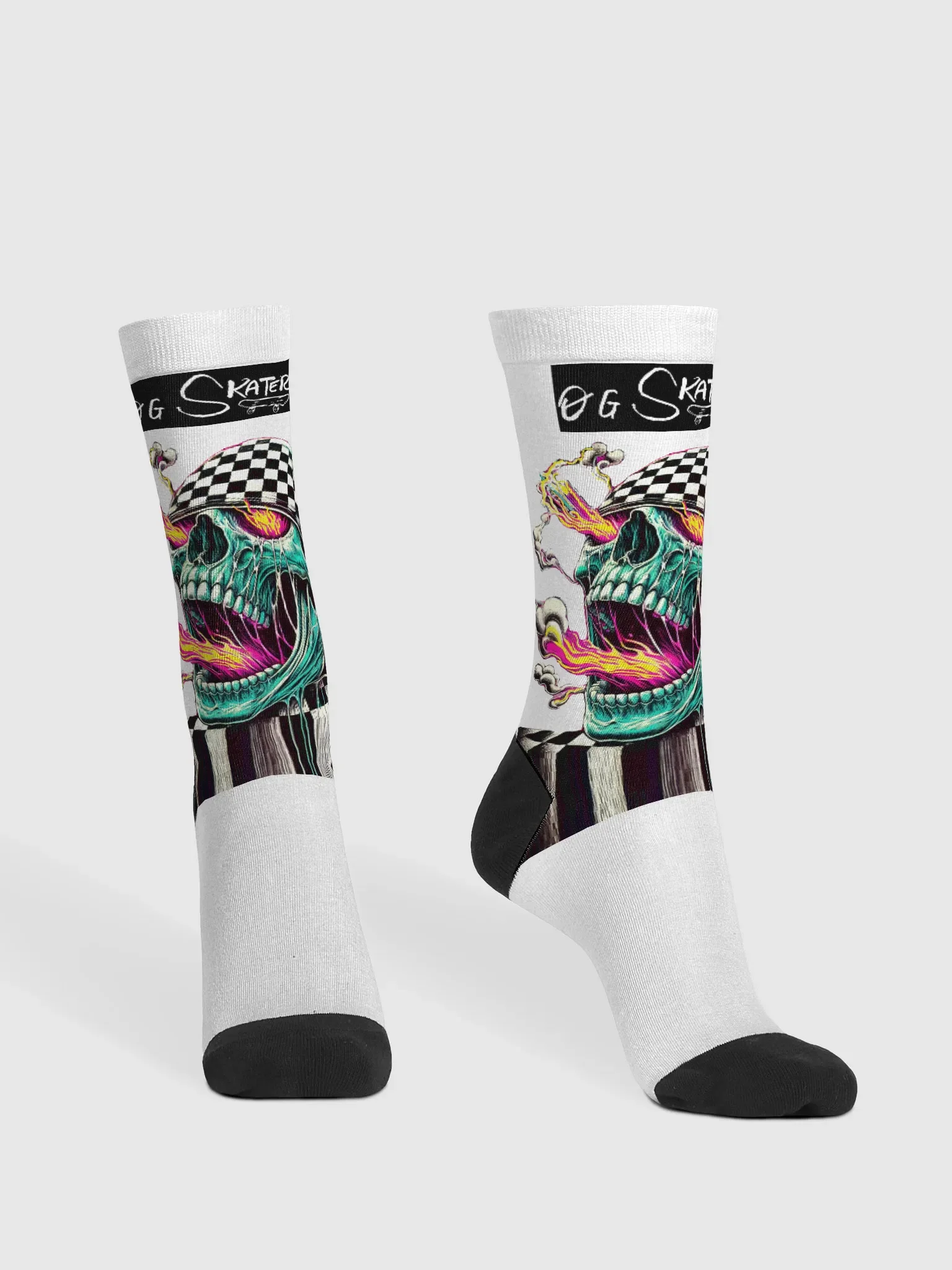 OGSkater ‘Flaming Skull’ Crew Socks – Bold & Sustainable product image (1)