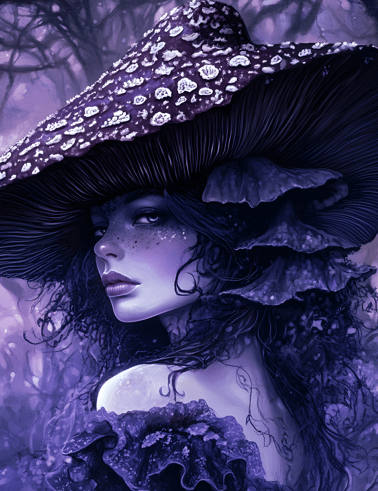 Enchanted Realm The Dark Mushroom Hat Against a Violet Dream product image (1)