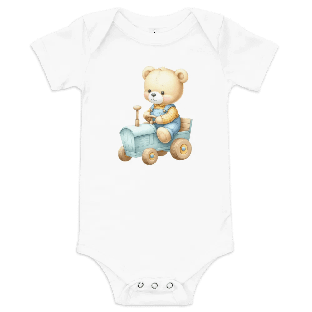 Cute Onesie With Bear Riding A Tractor product image (1)