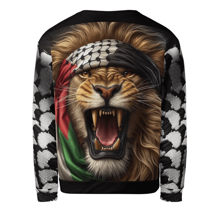 Roaring Lion Keffiyeh Unisex Sweatshirt | AI Design FREE PALESTINA product image (2)