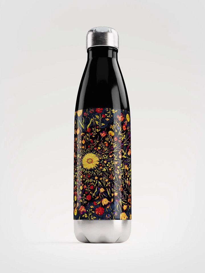 Medieval Flowers on Blue Stainless Steel Water Bottle product image (1)