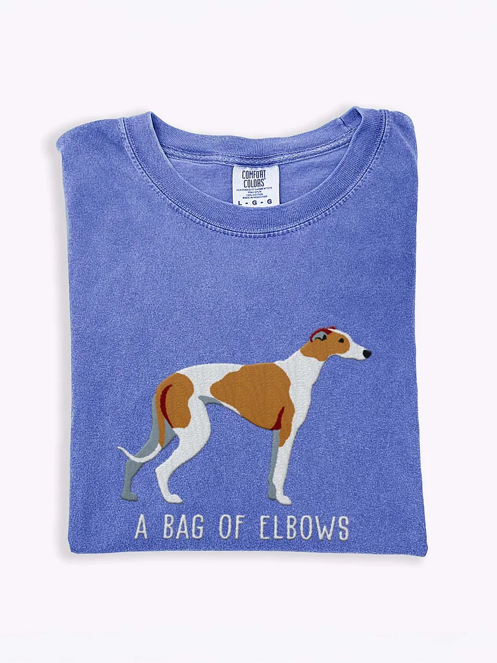 A Bag of Elbows T-Shirt(Embroidered) of a Greyhound(Tan & White) product image (1)