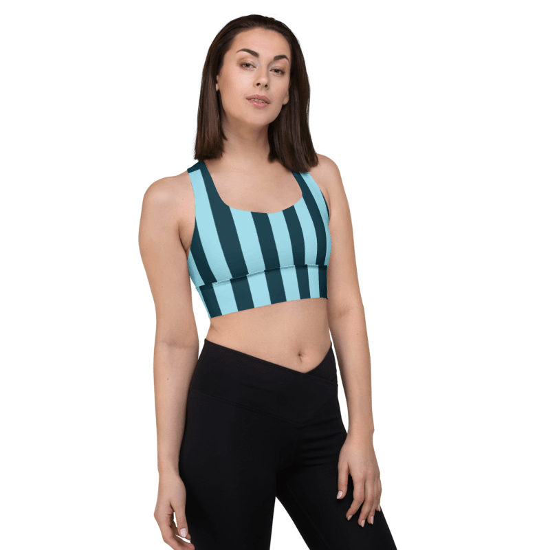 Blue Stripe Longline Sports Bra - UPF50+ protection product image (8)