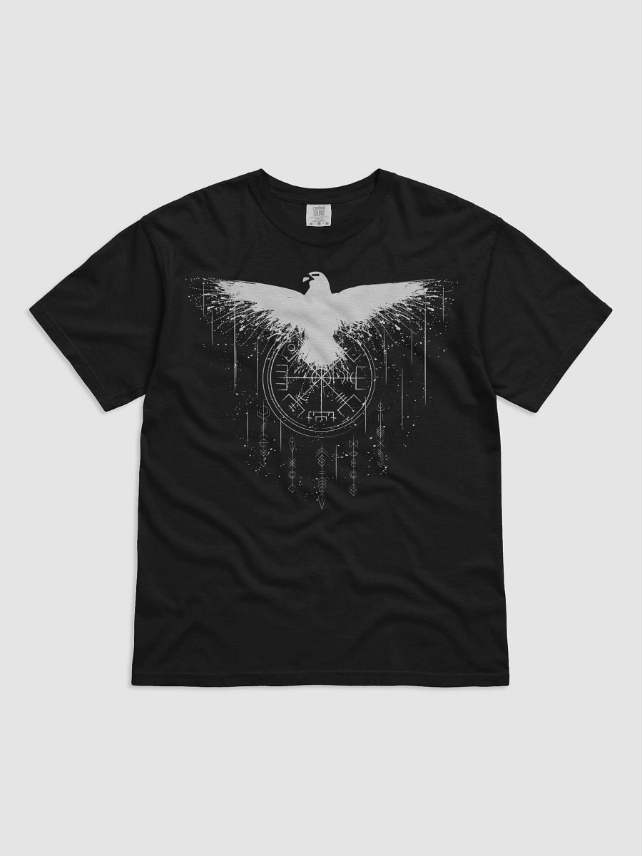 Shamanic Vegvísir Eagle T-Shirt – Norse Rune Compass with Spirit Animal Design product image (1)