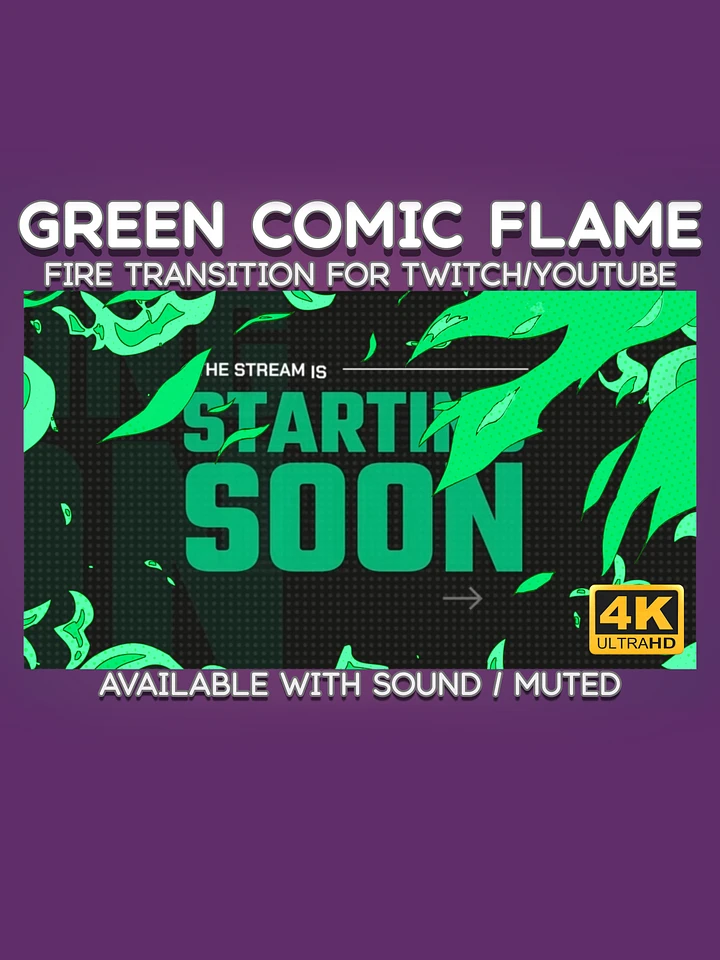 Green Comic Fire Video Transition - Comic Fire Transition for Twitch Stream and YouTube Video product image (1)