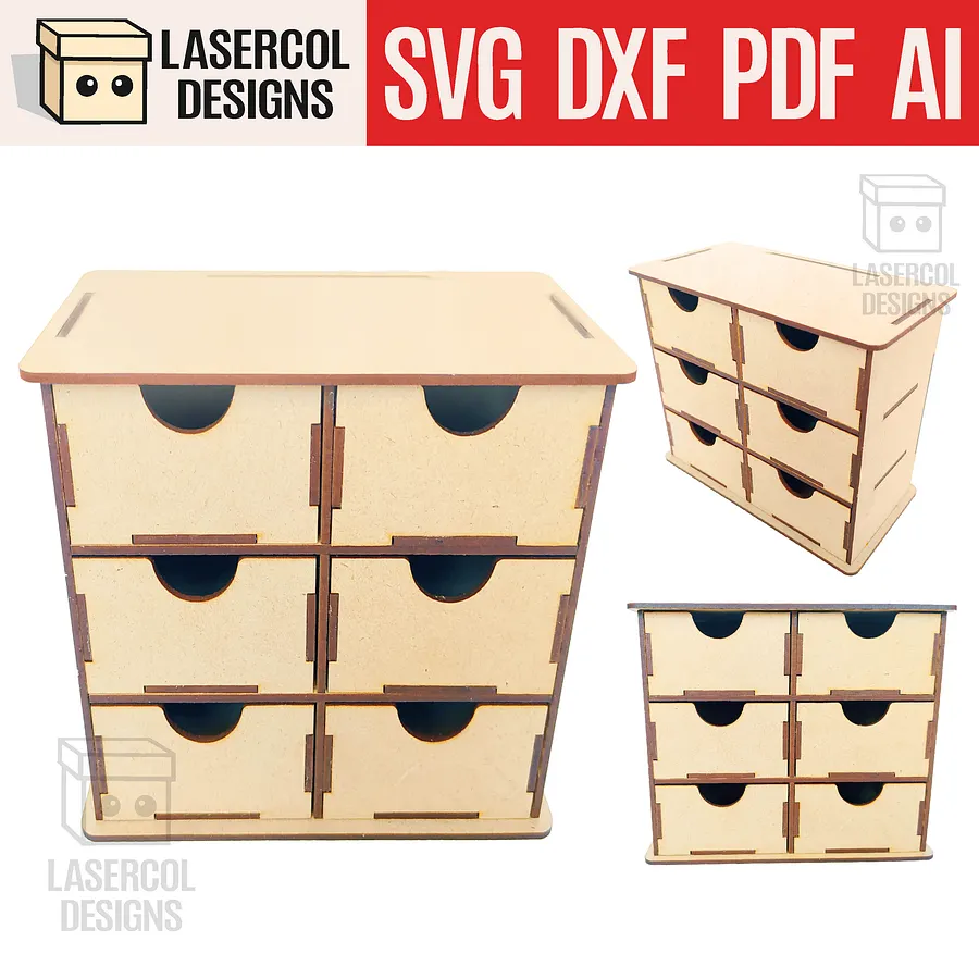 6 Drawers Desk Organizer - Laser Cut Files product image (1)