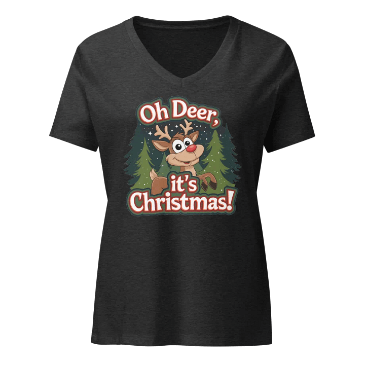 Festive Reindeer Christmas V-Neck Tee product image (3)