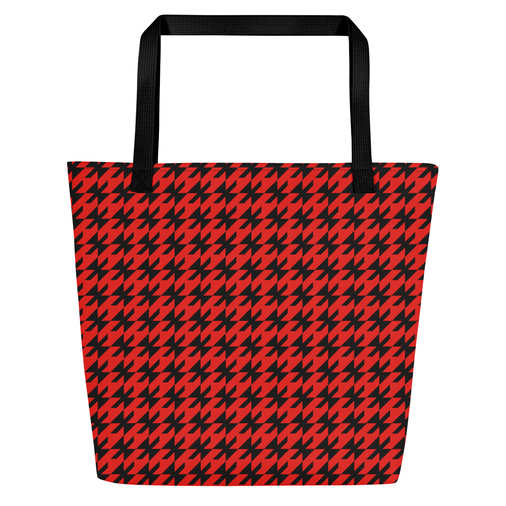 Red Houndstooth All-Over Print Tote Bag With Pocket product image (7)