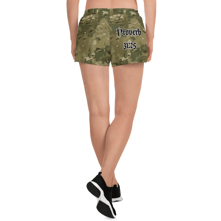 Faithful Camo: Proverb 3:25 Motion Women's Athletic Shorts - Multicam product image (5)