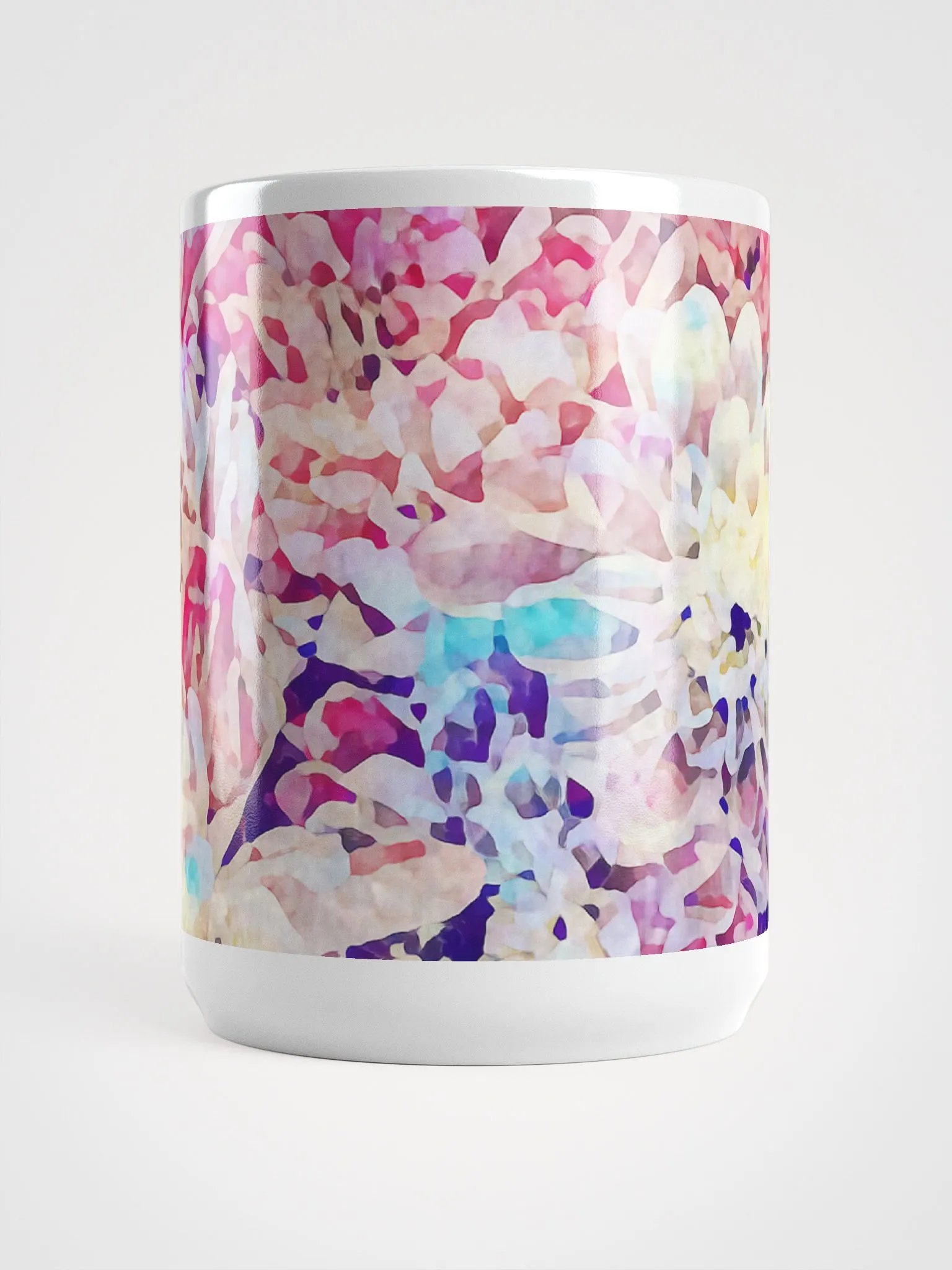 Abstract Graphic | White Coffee Mug | Pastel Dahlias Floral product image (2)
