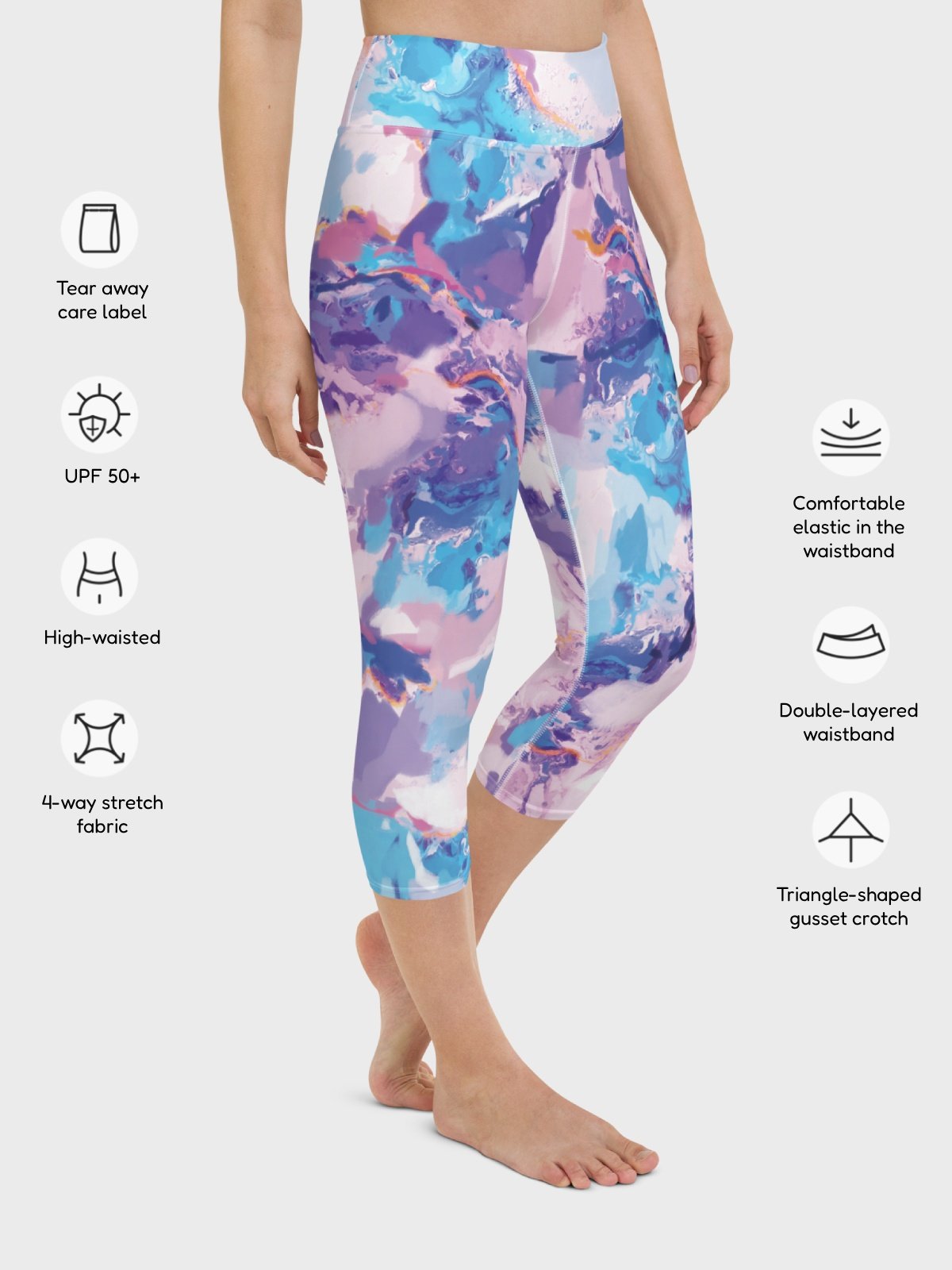 Capri Leggings "Marble Effect Pastel Blue Purple Dreamy Waves" product image (4)