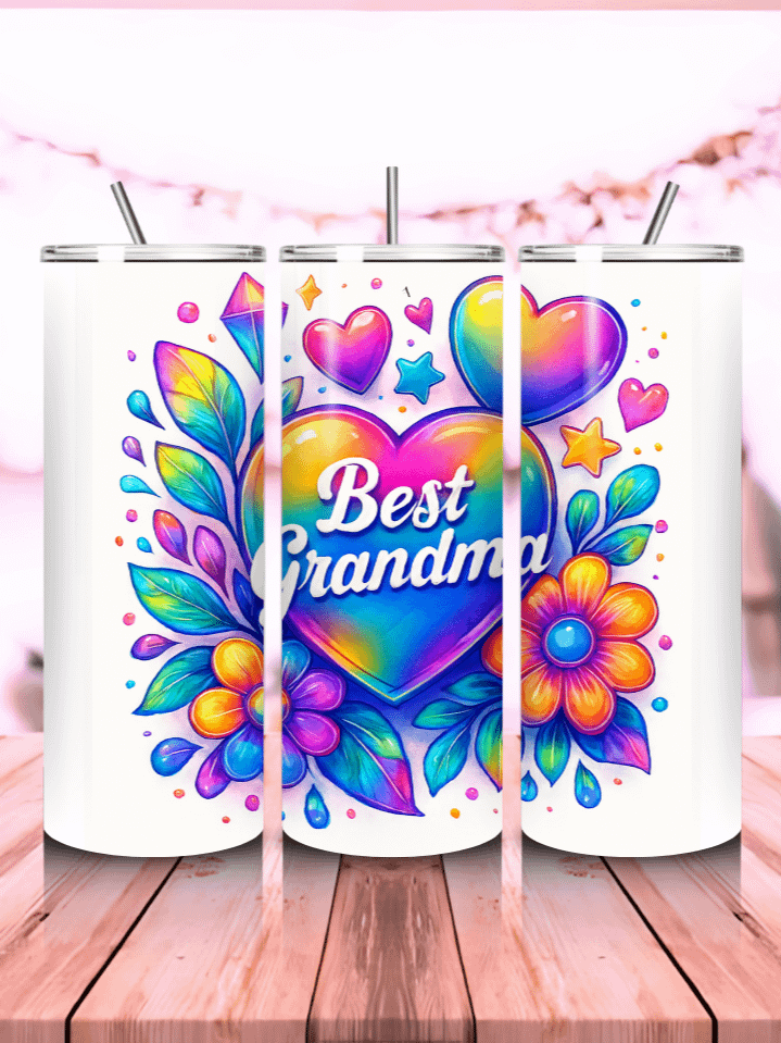 Best Grandma Ever Tumbler Wrap PNG – 20oz Skinny Sublimation Design with Elegant Floral Elements & Heartwarming Quote – Perfect Gift for Grandmothers – 300 DPI Instant Digital Download product image (1)